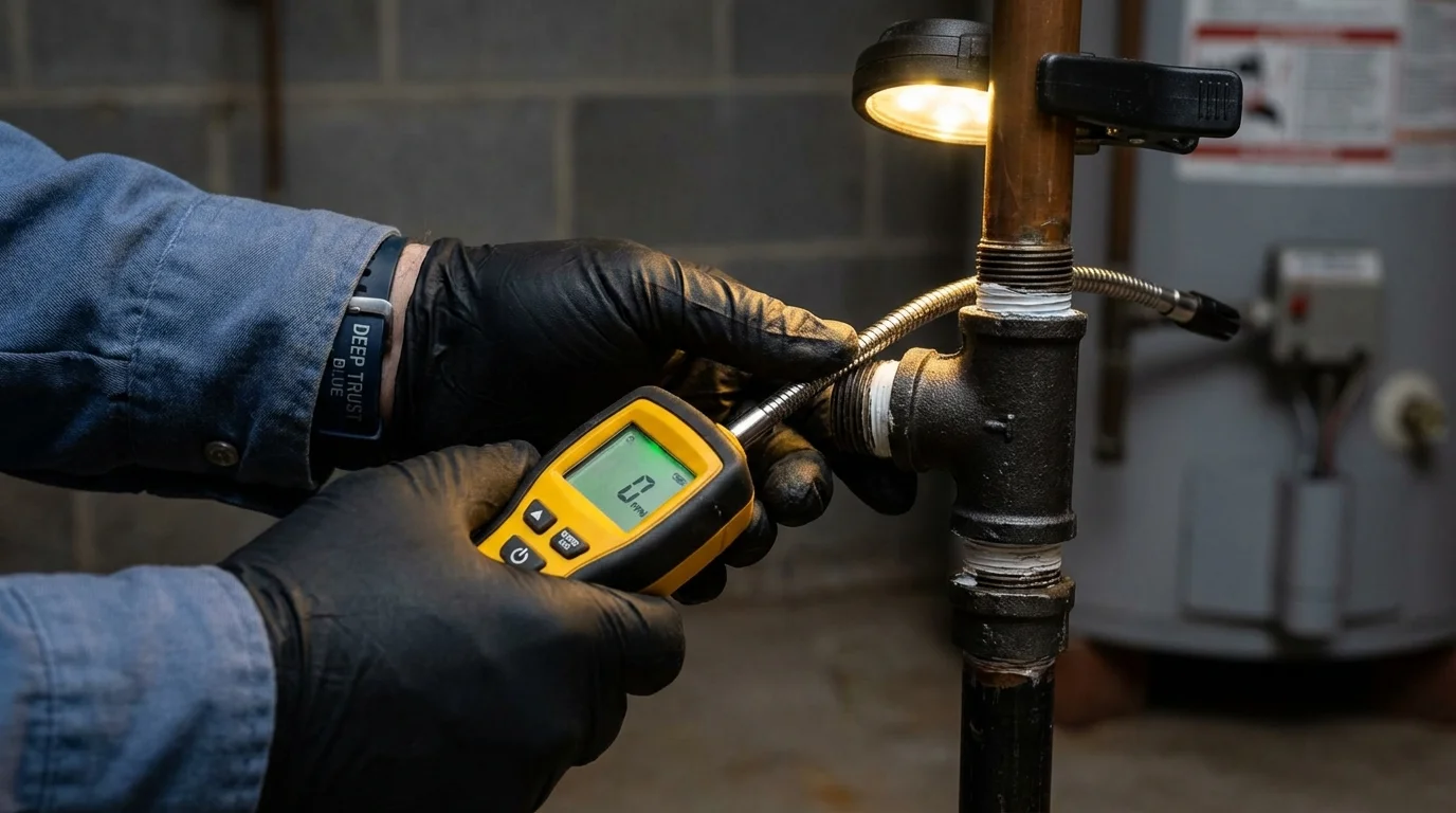 Gas leak detection with electronic sniffer by Johns Plumbing LLC in La Blanca