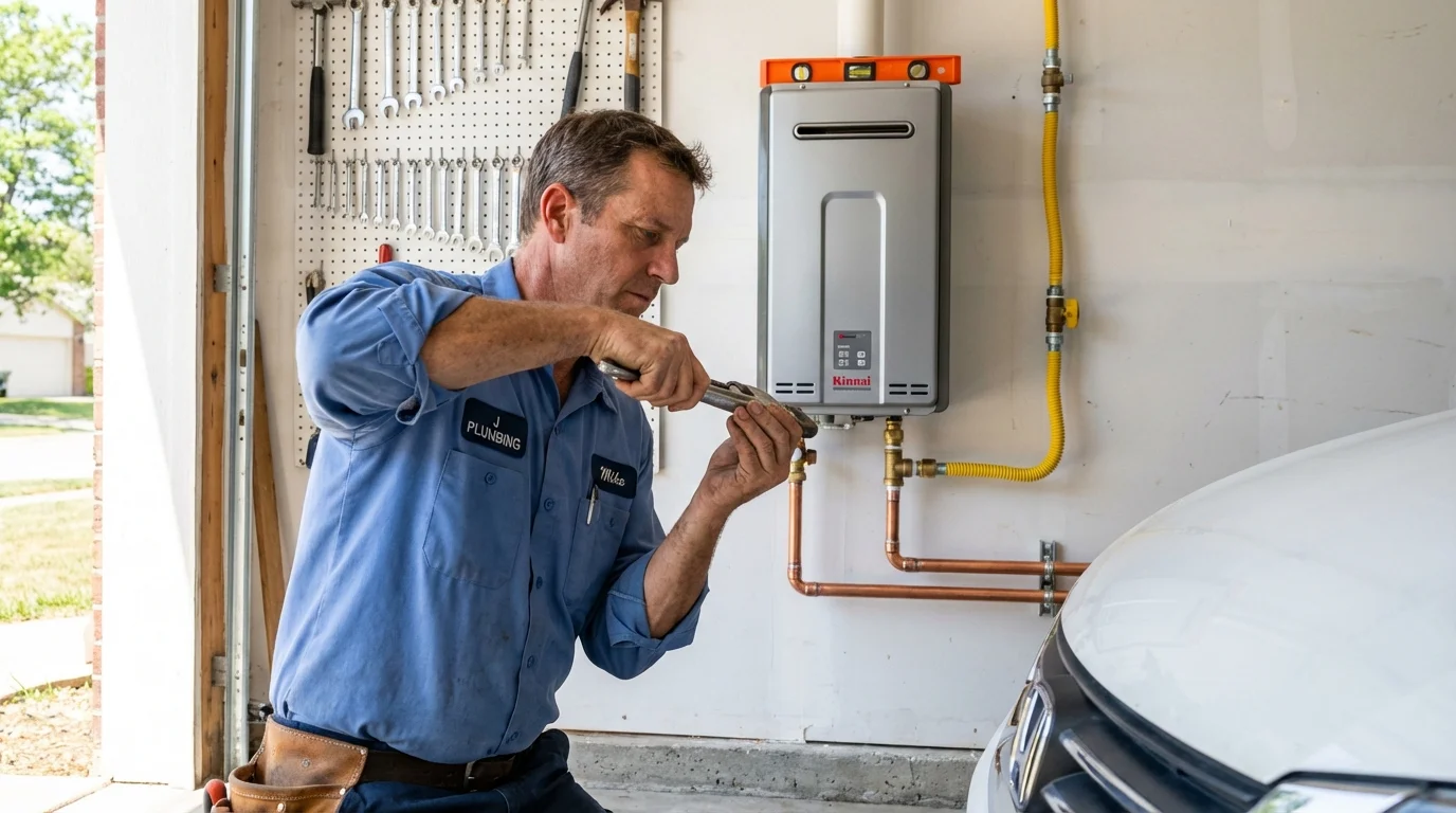Tankless water heater installation by a Johns Plumbing LLC plumber in La Blanca