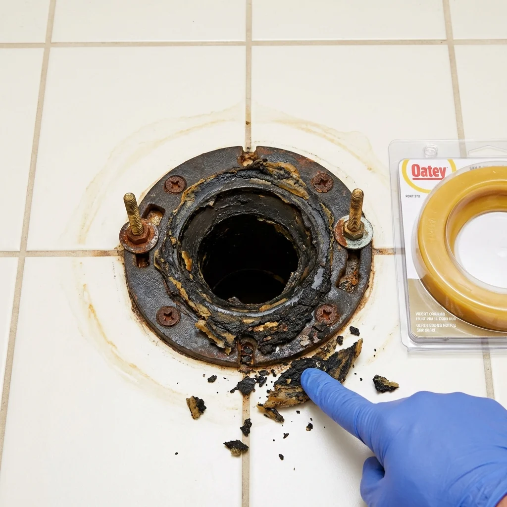 Failed wax ring showing water seepage at the base of a toilet in a La Blanca, TX home